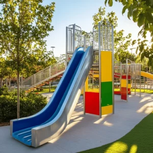 El parque infantil es un lugar donde los niños pueden jugar y explorar. Estos espacios son esenciales para el desarrollo de los más pequeños. Los parques ofrecen juegos que ayudan a mejorar su salud y habilidades sociales. En un parque, los niños pueden hacer amigos y aprender a trabajar en equipo. También pueden subir, bajar, correr y saltar, lo que es muy bueno para su cuerpo.