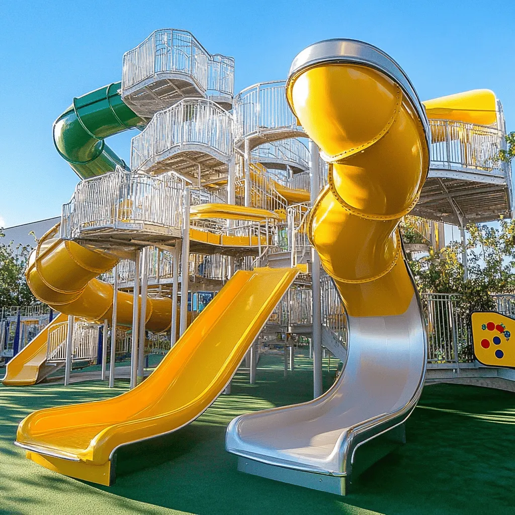 El Parque de los Toboganes es un lugar lleno de alegría. Aquí, cada niño encuentra diversión sin límites. Hay toboganes de diferentes tamaños y formas. Los más pequeños pueden deslizarse por toboganes bajos y suaves. Los más atrevidos pueden probar los toboganes gigantes que dan miedo. La emoción está asegurada en cada salto.