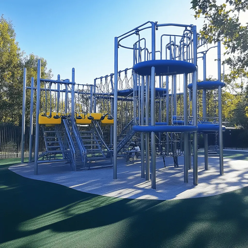 Un parque de columpios es un lugar donde los niños pueden jugar y divertirse. Tiene columpios, toboganes y otros juegos. Los parques de columpios son importantes porque ayudan a los niños a socializar y a moverse. El juego al aire libre mejora su salud y felicidad.