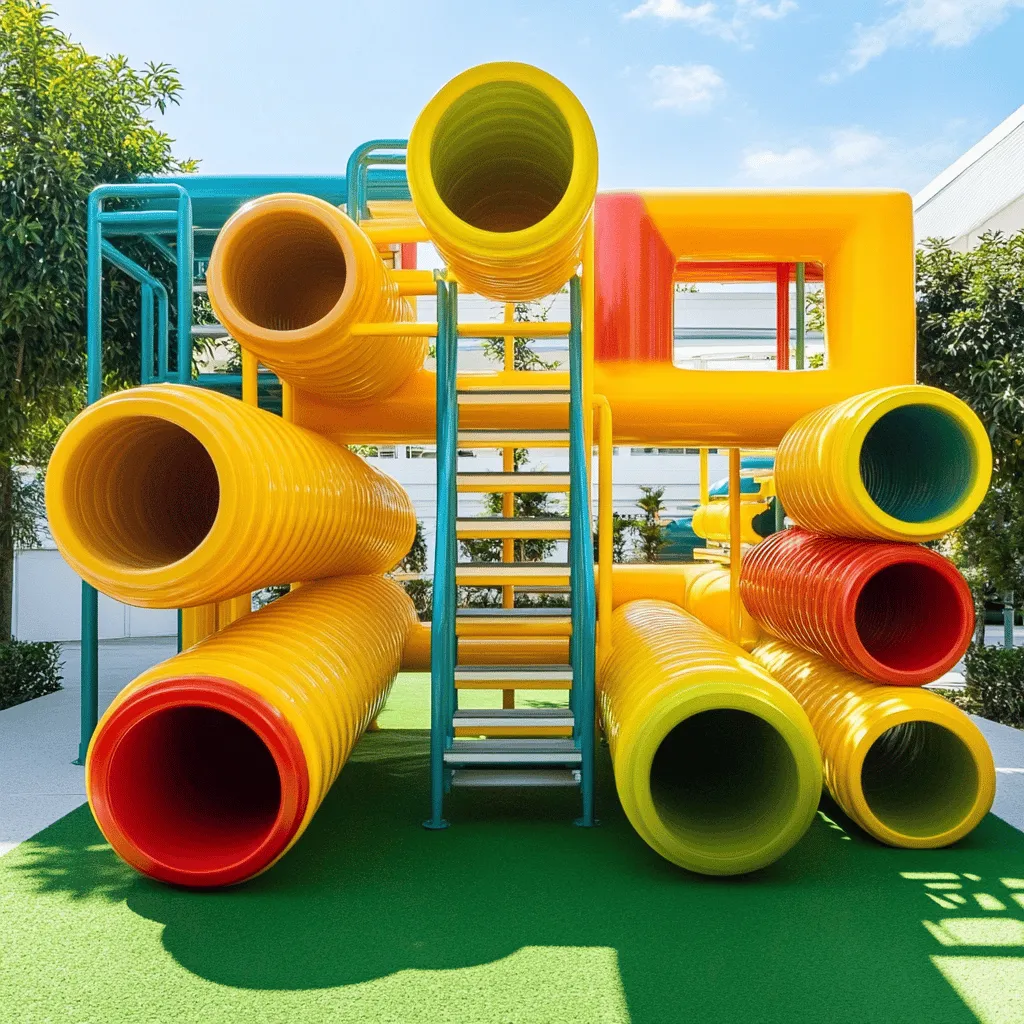 Los parques de tubos son espacios llenos de diversión y emoción. En estos lugares, los niños pueden deslizarse, escalar y explorar. Cada tubo es una nueva aventura. Los parques de tubos están hechos de materiales seguros y duraderos. Esto asegura que los niños jueguen sin preocupaciones.