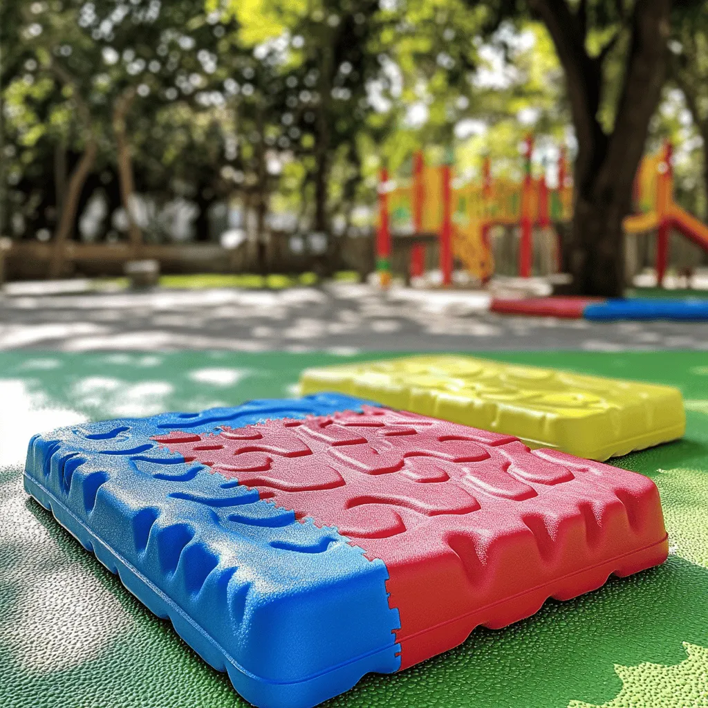 Los parques infantiles con colchonetas son espacios especiales. Aquí, los niños pueden jugar y explorar sin miedo a lastimarse. Las colchonetas brindan una superficie suave, lo que ayuda a prevenir lesiones. Cuando los niños saltan, caen o juegan, las colchonetas absorben el impacto. Esto es clave para su seguridad.