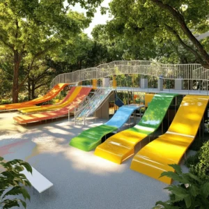 Las áreas de juego en parques son muy importantes. Fomentan la diversión y el aprendizaje en los niños. Jugar al aire libre ayuda a que los niños se muevan, exploren y socialicen. Además, mejora su salud física y emocional.