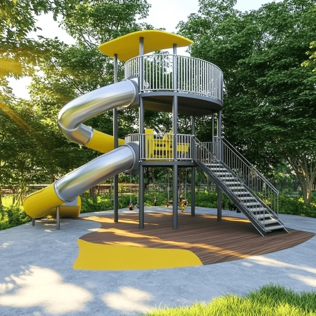 Las tirolinas son estructuras de juego muy emocionantes. Permiten a los niños deslizarse por un cable de un lugar a otro. Estas aventuras son populares porque dan mucha adrenalina. Ver a los niños volar por el aire es siempre divertido. Además, ayudan a que los pequeños se diviertan mientras se mueven.